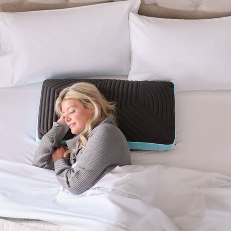 Ice Cloud + Omniphase Black/Blue Queen Mid Loft Pillow - Ornate Home