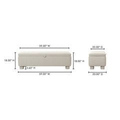 Ichigo Light Grey Storage Bench - Ornate Home