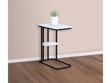 Ida White Faux Marble Chairside Table - Ornate Home