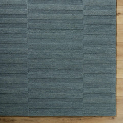 Idaho Broken-Stiped Petrol Blue Area Rug - Ornate Home