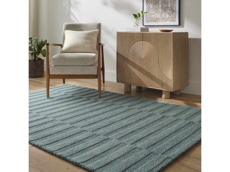 Idaho Broken-Stiped Petrol Blue Wool Rug | Our PNW Home X Livabliss - Ornate Home