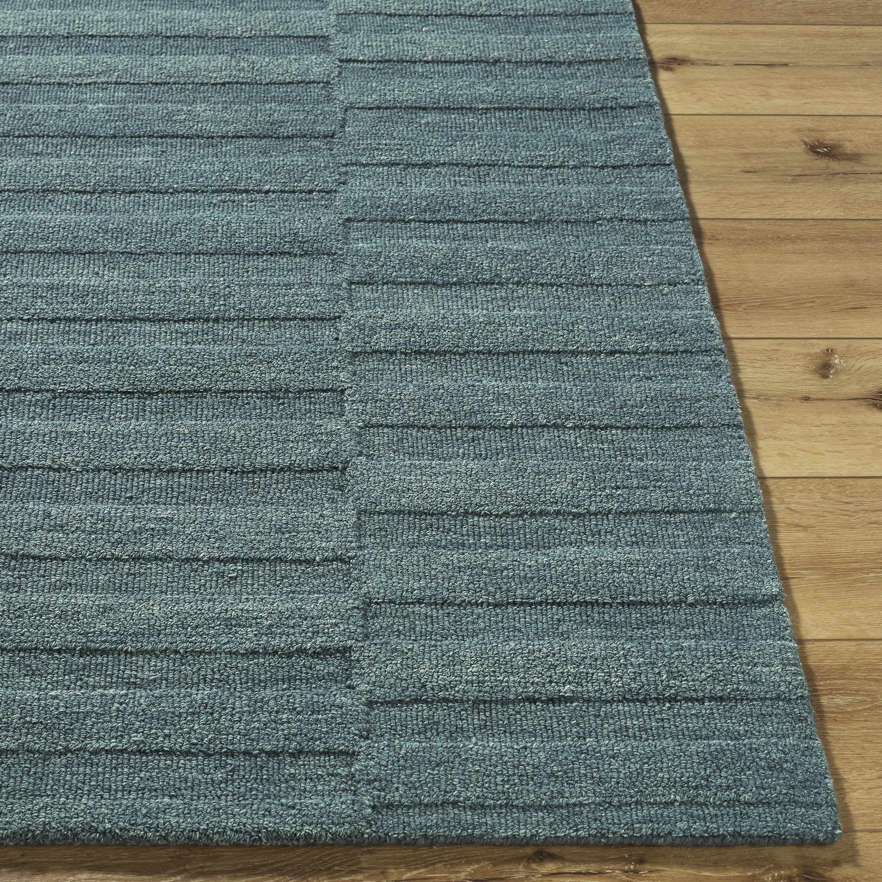 Idaho Broken-Stiped Petrol Blue Wool Rug | Our PNW Home X Livabliss - Ornate Home