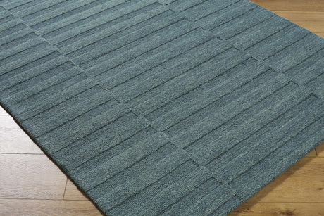 Idaho Broken-Stiped Petrol Blue Wool Rug | Our PNW Home X Livabliss - Ornate Home