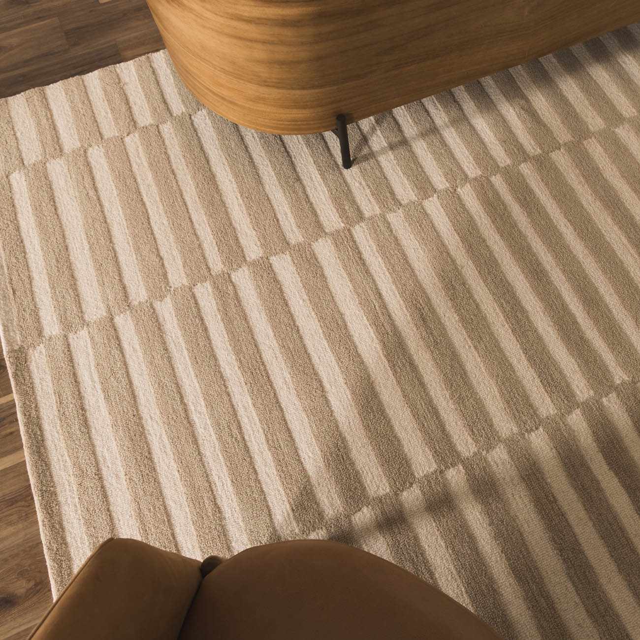 Idaho Broken-Striped Beige Area Rug - Ornate Home