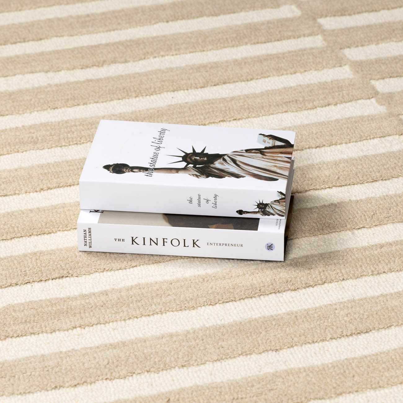 Idaho Broken-Striped Beige Area Rug - Ornate Home