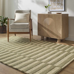 Idaho Broken-Striped Green Area Rug - Ornate Home