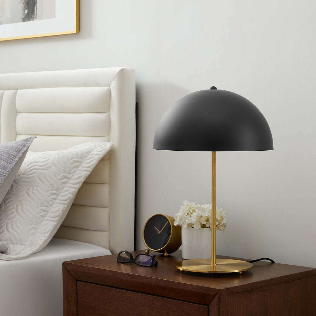 Ideal Black/Satin Brass Metal Table Lamp - Ornate Home