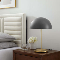 Ideal Gray/Satin Brass Metal Table Lamp - Ornate Home