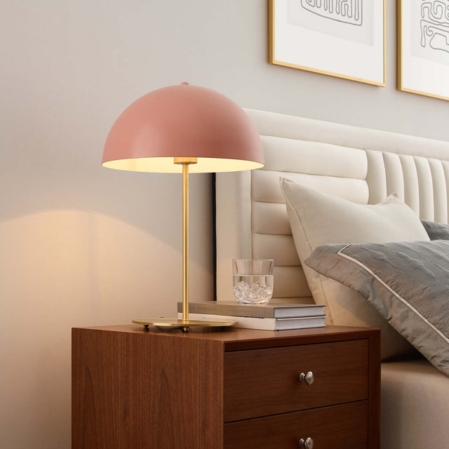 Ideal Pink/Satin Brass Metal Table Lamp - Ornate Home