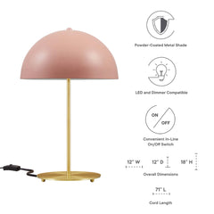 Ideal Pink/Satin Brass Metal Table Lamp - Ornate Home