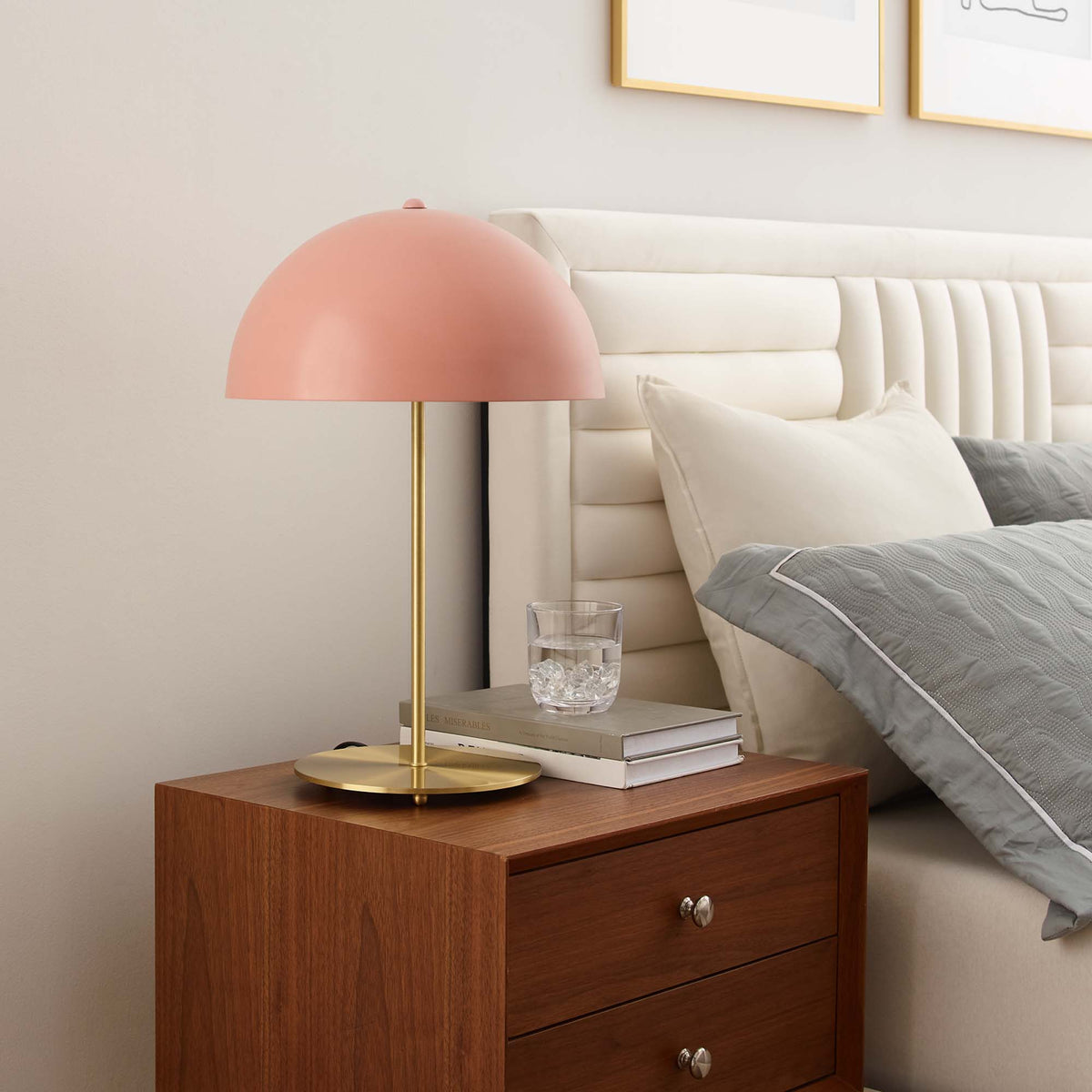 Ideal Pink/Satin Brass Metal Table Lamp - Ornate Home
