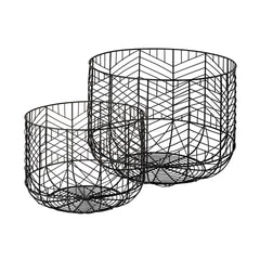 Idris Black Metal Geometric Mesh Bowls (Set of 2) - Ornate Home