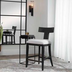 Idris Black Modern Wood Counter Stool - Ornate Home