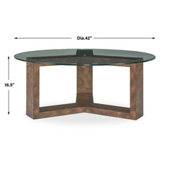 Ignis Brown/Woodtone Round Glass Coffee Table - Ornate Home