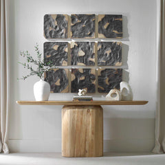 Ignite Black/Woodtone Wood Wall Decor (Set of 9) - Ornate Home