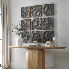 Ignite Black/Woodtone Wood Wall Decor (Set of 9) - Ornate Home