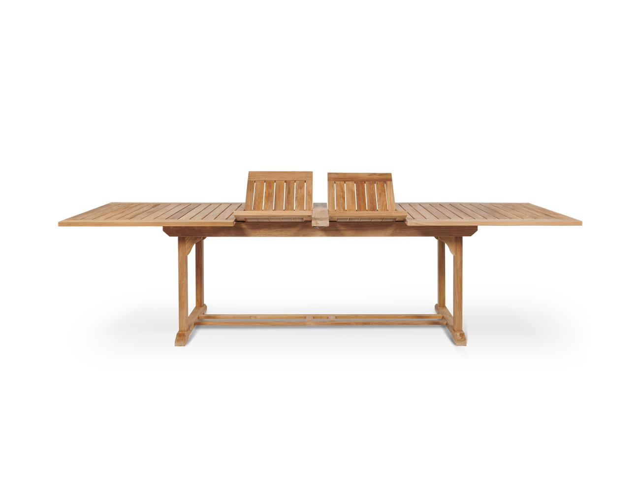 Ihland Rectangular Teak Outdoor Dining Table with Double Extensions and Umbrella Hole - Ornate Home