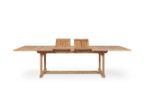 Ihland Rectangular Teak Outdoor Dining Table with Double Extensions and Umbrella Hole - Ornate Home