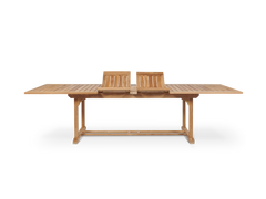 Ihland Rectangular Teak Outdoor Dining Table with Double Extensions and Umbrella Hole - Ornate Home