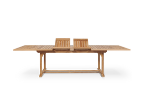 Ihland Rectangular Teak Outdoor Dining Table with Double Extensions and Umbrella Hole - Ornate Home