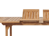 Ihland Rectangular Teak Outdoor Dining Table with Double Extensions and Umbrella Hole - Ornate Home