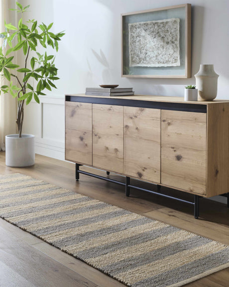 Ilkay Block Stripe Jute Rug - Ornate Home