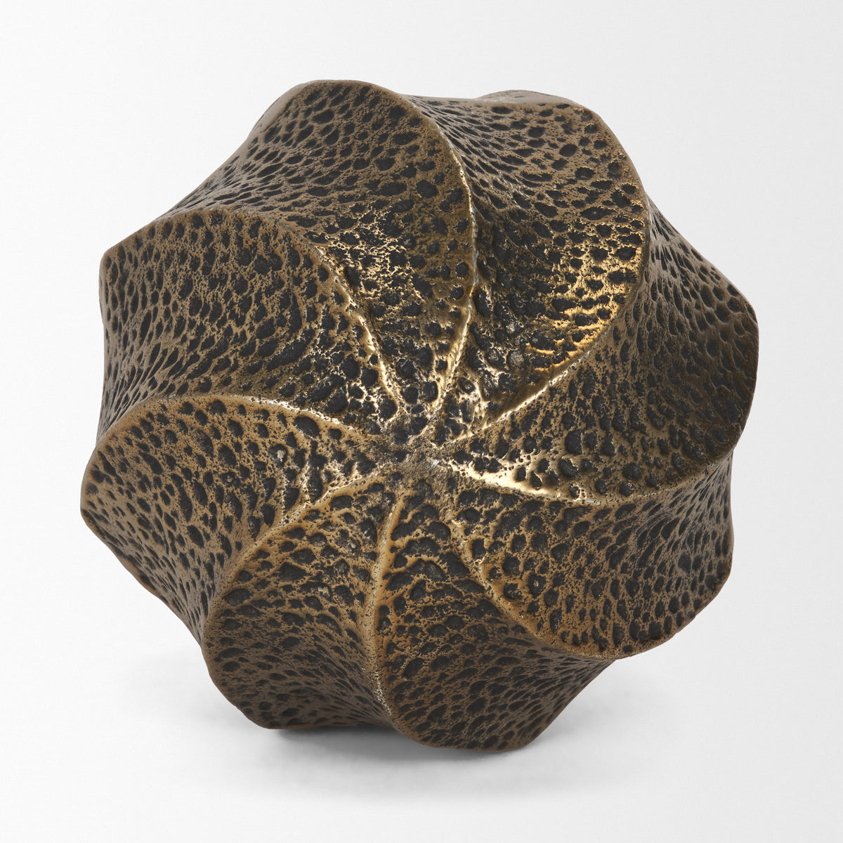 Imani Antiqued Gold Large Sculptural Textured Metal Decorative Orb Object