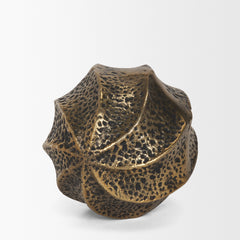 Imani Antiqued Gold Small Sculptural Textured Metal Decorative Orb Object