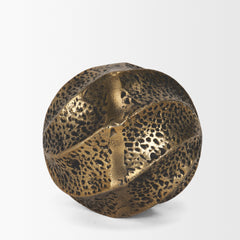 Imani Antiqued Gold Small Sculptural Textured Metal Decorative Orb Object