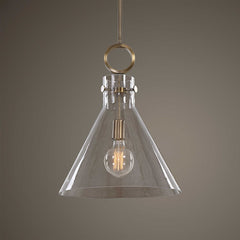 Imbuto Brass Funnel Glass 1 Light Pendant - Ornate Home