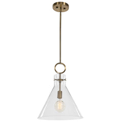 Imbuto Brass Funnel Glass 1 Light Pendant - Ornate Home