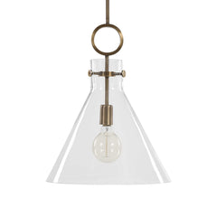 Imbuto Brass Funnel Glass 1 Light Pendant - Ornate Home