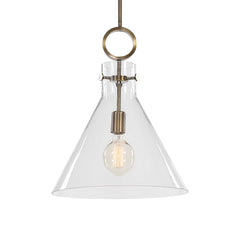 Imbuto Brass Funnel Glass 1 Light Pendant - Ornate Home