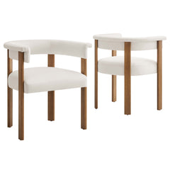 Imogen Alabaster Deep Brown Performance Velvet Barrel Dining Chairs (Set of 2) - Ornate Home