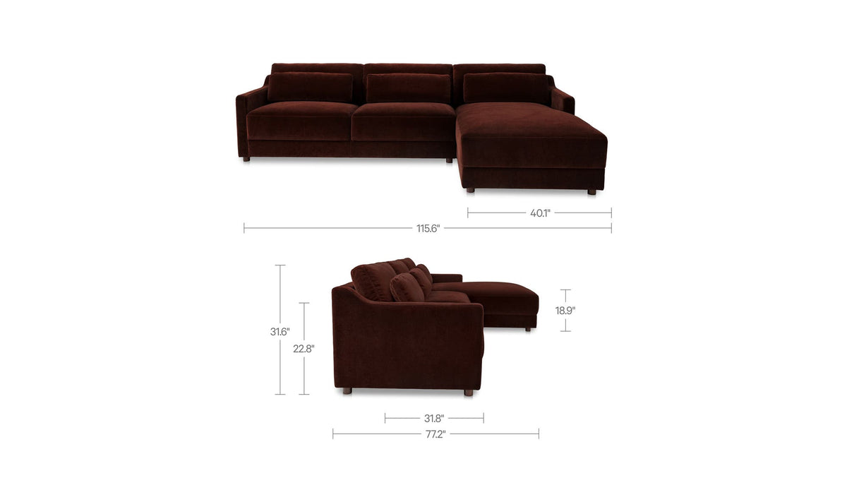 Imogen Bordeaux Right Sectional - Ornate Home
