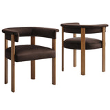 Imogen Chocolate Brown Deep Brown Performance Velvet Barrel Dining Chairs (Set of 2) - Ornate Home
