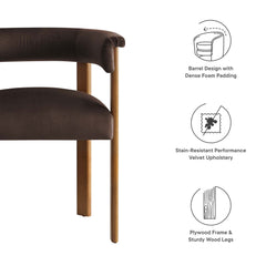 Imogen Chocolate Brown Deep Brown Performance Velvet Barrel Dining Chairs (Set of 2) - Ornate Home