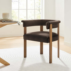 Imogen Chocolate Brown Deep Brown Performance Velvet Barrel Dining Chairs (Set of 2) - Ornate Home