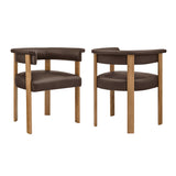 Imogen Espresso/Dark Brown Premium Vegan Leather Barrel Dining Chairs (Set of 2) - Ornate Home