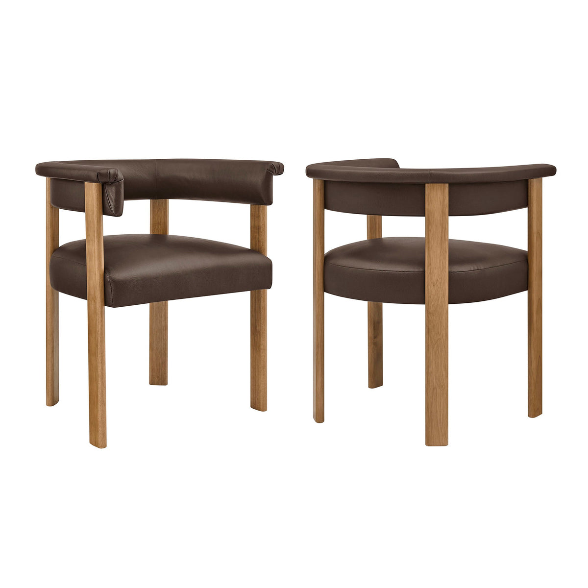 Imogen Espresso/Dark Brown Premium Vegan Leather Barrel Dining Chairs (Set of 2) - Ornate Home