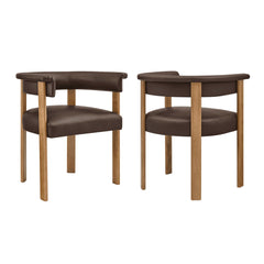 Imogen Espresso/Dark Brown Premium Vegan Leather Barrel Dining Chairs (Set of 2) - Ornate Home