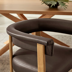 Imogen Espresso/Dark Brown Premium Vegan Leather Barrel Dining Chairs (Set of 2) - Ornate Home