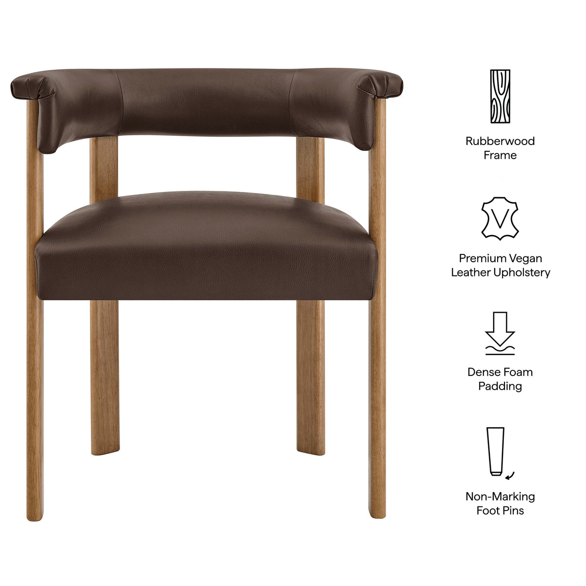 Imogen Espresso/Dark Brown Premium Vegan Leather Barrel Dining Chairs (Set of 2) - Ornate Home
