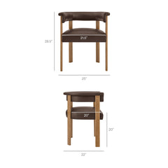 Imogen Espresso/Dark Brown Premium Vegan Leather Barrel Dining Chairs (Set of 2) - Ornate Home