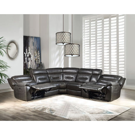 Imogen Gray LeatherAire Sectional Sofa (Power Motion) - Ornate Home
