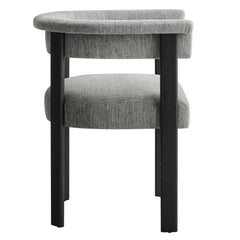 Imogen Heathered Weave Gray Black Fabric Upholstered Barrel Dining Chairs (Set of 2) - Ornate Home