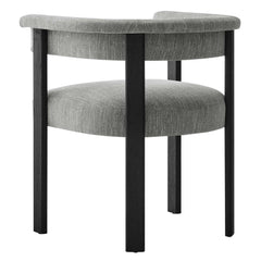 Imogen Heathered Weave Gray Black Fabric Upholstered Barrel Dining Chairs (Set of 2) - Ornate Home