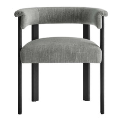 Imogen Heathered Weave Gray Black Fabric Upholstered Barrel Dining Chairs (Set of 2) - Ornate Home