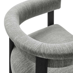 Imogen Heathered Weave Gray Black Fabric Upholstered Barrel Dining Chairs (Set of 2) - Ornate Home