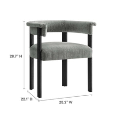 Imogen Heathered Weave Gray Black Fabric Upholstered Barrel Dining Chairs (Set of 2) - Ornate Home